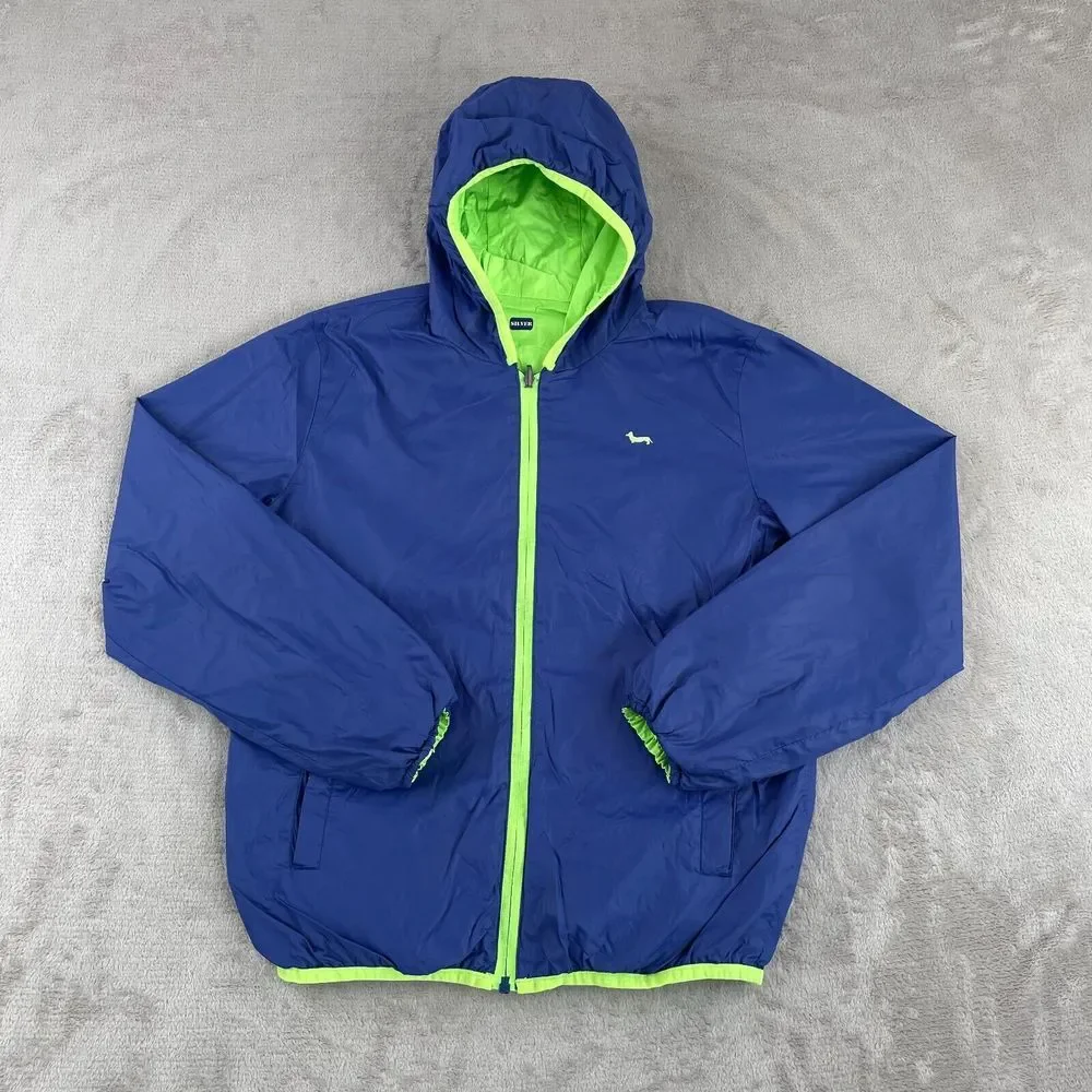 HARMONT & BLAINE Rain‎ Jacket Youth 14 Years Green Blue Reversible Hooded Zip Up
